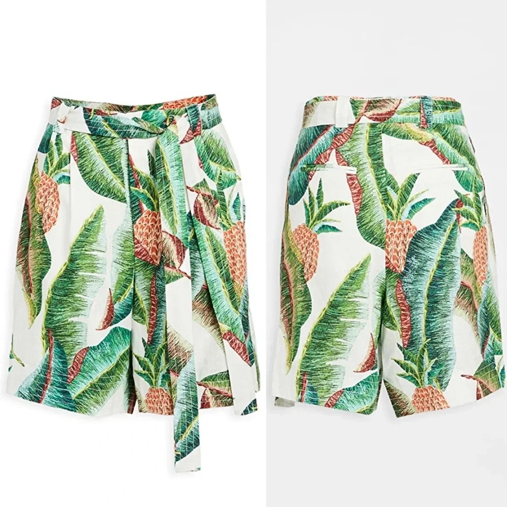 Farm Rio Forest Palm Linen Shorts - Picture 1 of 6